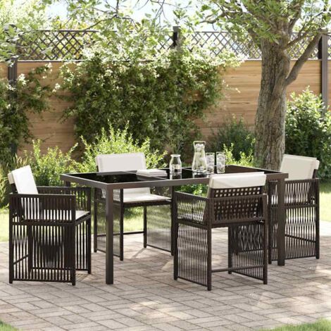 Conjunto de Comedor de Jardín 5 pcs Marrón ratán sintético vidaXL (1/5)