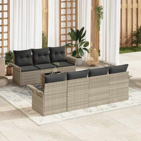 Conjunto de sofá de jardín 8 pcs Gris Claro y Gris Oscuro vidaXL (1/5)