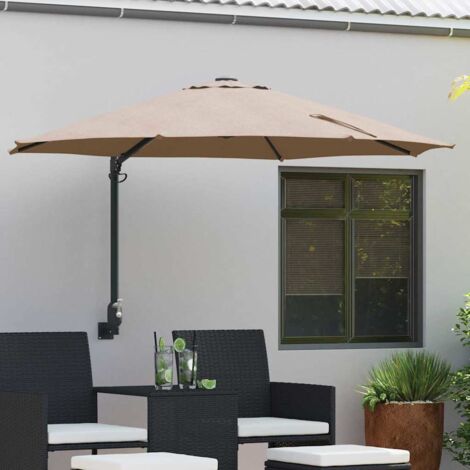 Parasol de jardín Taupe y Negro 248 x 248 x 148 cm vidaXL