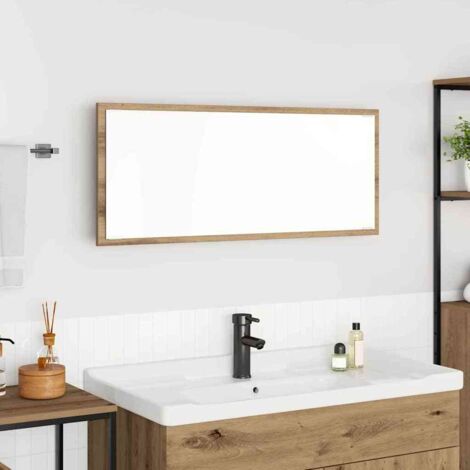 Espejo de baño LED con espejo Roble artesanal 90 x 8,5 x 37 cm vidaXL
