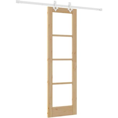 Puerta Corrediza Manual Marrón 61 x 198.5 cm Madera y metal
