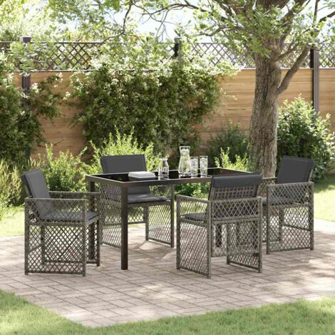 Conjunto de Comedor de Jardín 5 pcs Gris ratán sintético vidaXL (1/5)