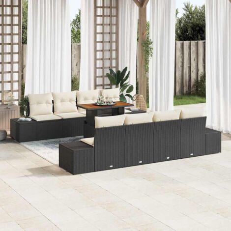 Conjunto de sofá de jardín 9 pcs Negro Poliratán vidaXL (1/5)