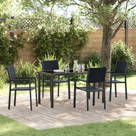 Conjunto de Comedor de Jardín 5 pcs Negro Poliratán vidaXL (1/5)