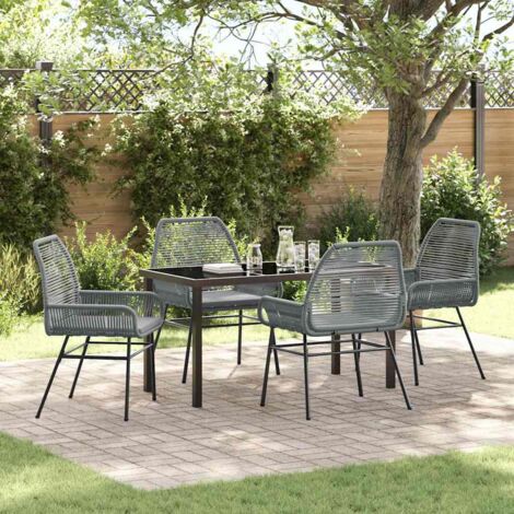 Conjunto de Comedor de Jardín 5 pcs Gris ratán sintético vidaXL (1/5)