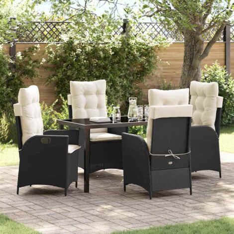 Conjunto de Comedor de Jardín 5 pcs Negro ratán sintético vidaXL (1/5)