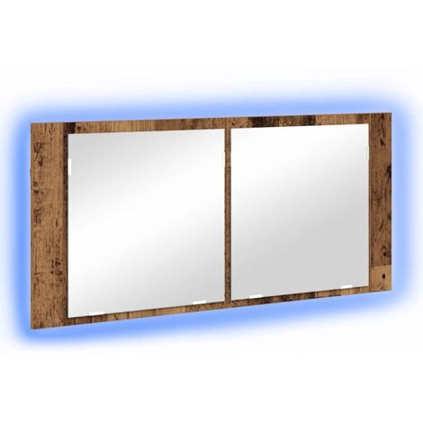 Espejo LED Cabinet con estante Madera vieja 100 x 12 x 45 cm vidaXL