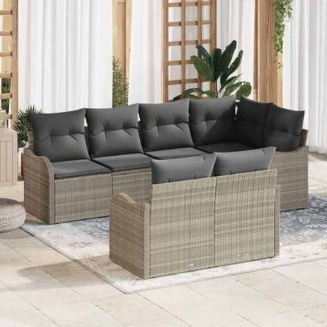Conjunto de sofá de jardín Gris claro ratán sintético vidaXL (1/5)