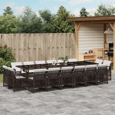 Set de muebles jardín 17 pzas y cojines ratán sintético marrón vidaXL (1/5)