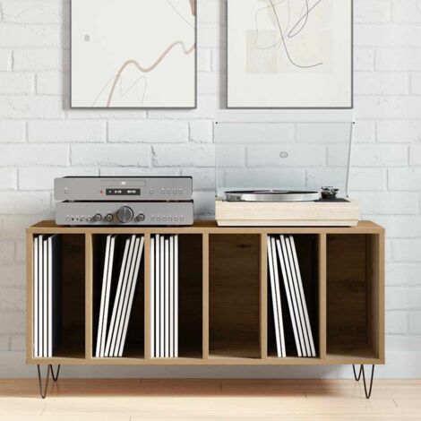 vidaXL Mueble de discos madera de ingeniería envejecida 100x38x48 cm