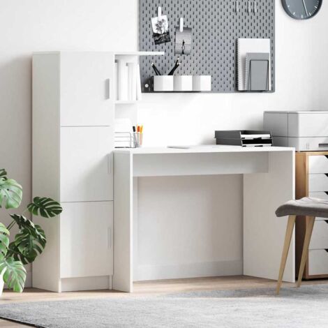 Escritorio con almacenamiento 2 pcs Blanco Madera contrachapada vidaXL