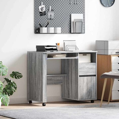 Escritorio con Ruedas Gris 91 x 50 x 77 cm Madera contrachapada vidaXL
