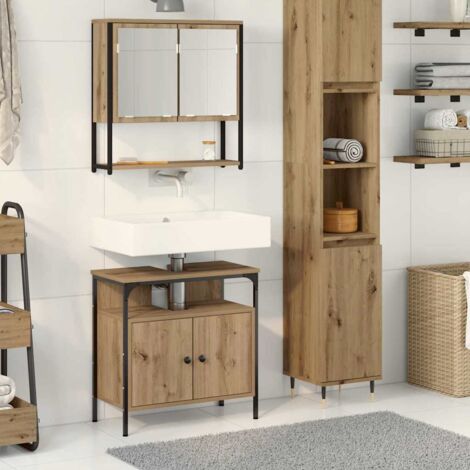 Juego de muebles de baño 2 pcs Marrón Madera contrachapada vidaXL