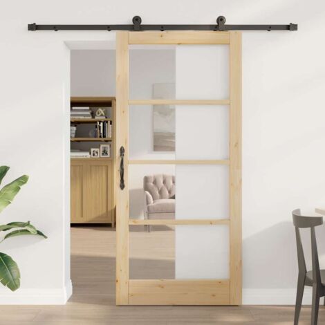 Puerta Deslizante ORKDAL Marrón 93 x 202 cm Madera y metal vidaXL