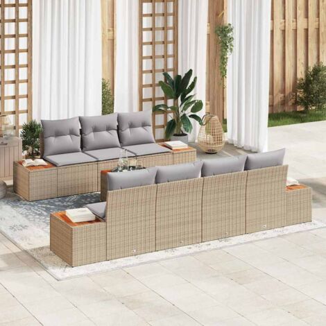 Conjunto de sofá de jardín con cojín 8 pcs Beige Poliratán vidaXL (1/5)