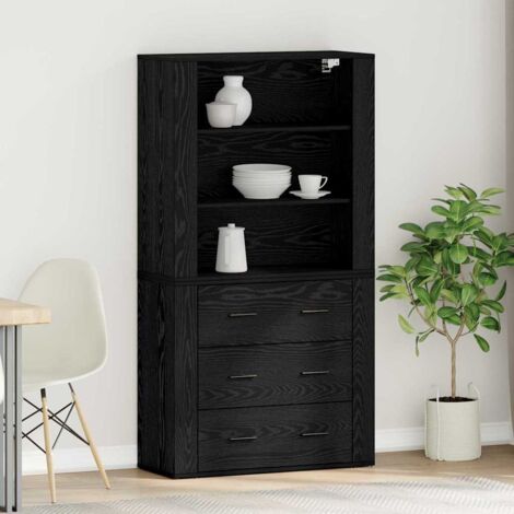 Aparador alto Roble Negro 80 x 33 x 150 cm Madera de ingeniería vidaXL (1/5)