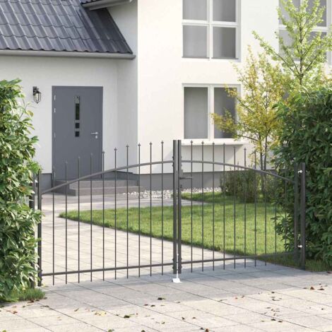 Puerta Doble con cerradura Woerden Gris 299,5 x 149,5 cm Acero vidaXL