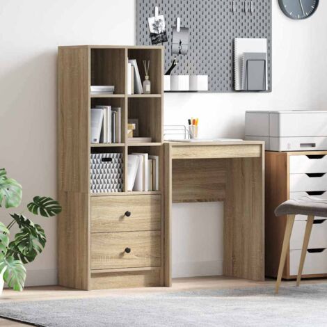 Escritorio con almacenamiento con cajón 2 pcs Roble Sonoma vidaXL