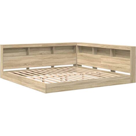 Cama con Estantería con cabecera Roble Sonoma 180 x 200 cm vidaXL