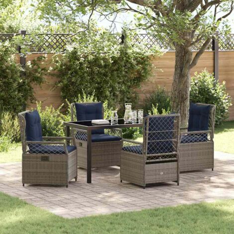 Conjunto de Comedor de Jardín 5 pcs Gris ratán sintético vidaXL (1/5)