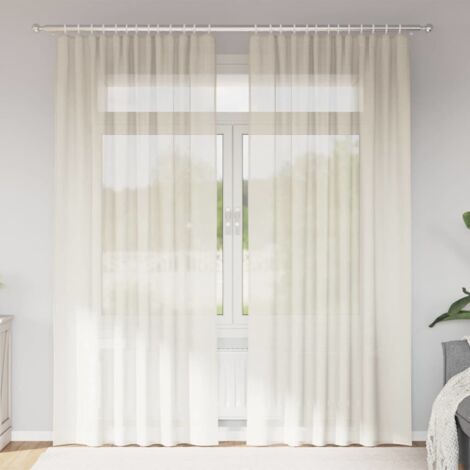 Cortinas de gasa con bolsillos para varillas 2 uds. crema vidaXL