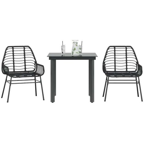 Muebles de jardín 3 piezas ratán sintético vidrio negro vidaXL (1/5)