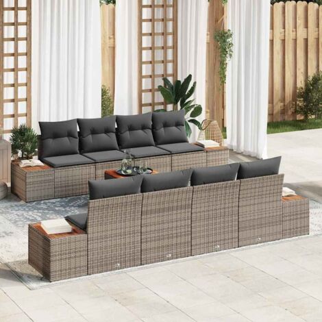 Conjunto de sofá de jardín 9 pcs Gris Poliratán vidaXL (1/5)