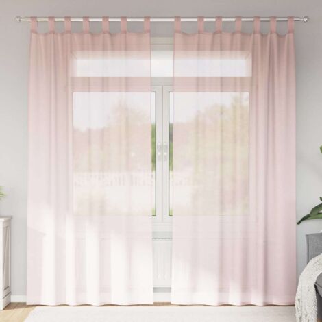 Cortinas de gasa con bolsillos para varillas 2 uds. rosa claro vidaXL