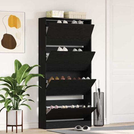 Armario para Zapatos con puerta Roble negro 80 x 21 x 163.5 cm vidaXL