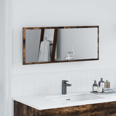 Espejo de baño LED con espejo Roble ahumado 90 x 8,5 x 37 cm vidaXL