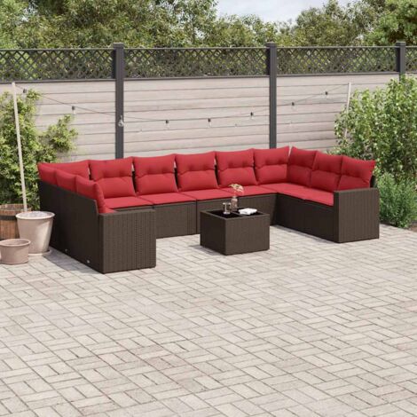 Set de sofás de jardín 11 pzas cojines ratán sintético marrón vidaXL (1/5)