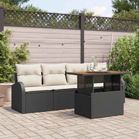 Conjunto de sofá de jardín 5 pcs Negro Poliratán vidaXL (1/5)