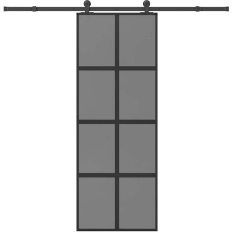 Puerta corredera set herrajes vidrio templado aluminio 76x205cm vidaXL (1/5)