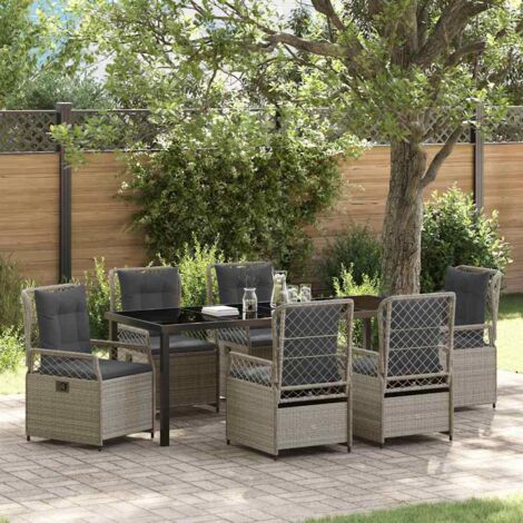 Conjunto de Comedor de Jardín 7 pcs Gris Claro ratán sintético vidaXL (1/5)