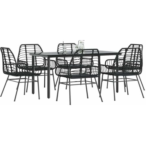 Juego de comedor jardín 7 piezas ratán sintético negro vidaXL (1/5)