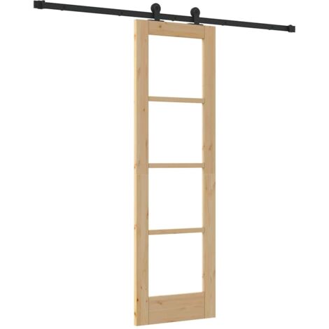 Puerta Corredera vidaXL con Juego de Herrajes 'ORKDAL'Madera Maciza y Vidrio