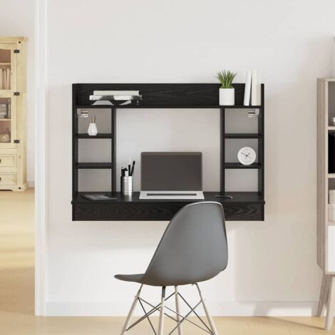 Escritorio Montado en la Pared Roble negro 105 x 48 x 75 cm vidaXL