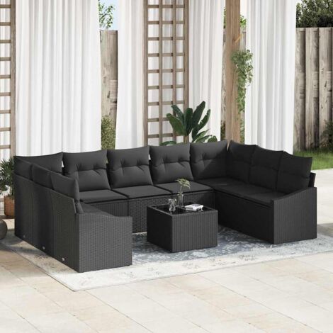 Conjunto de sofás de jardín Negro ratán sintético vidaXL (1/5)