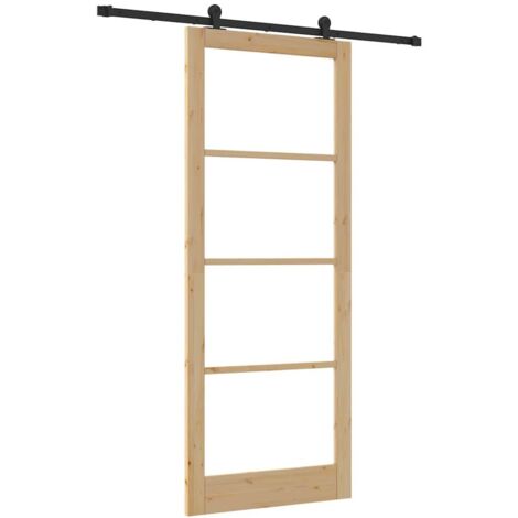 Puerta Deslizante ORKDAL Marrón 93 x 232 cm Madera y metal vidaXL