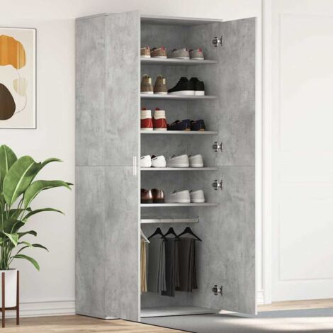 Armario Zapatero con estante Gris Concreto 80 x 39 x 178 cm vidaXL