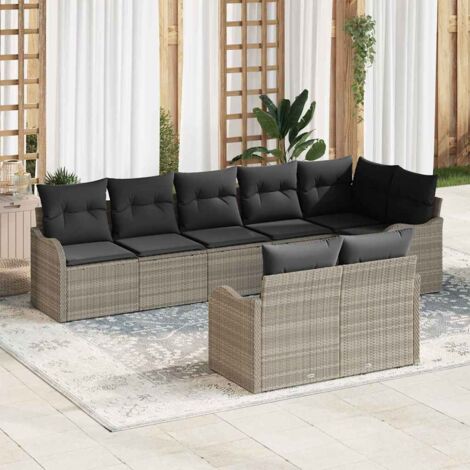 Conjunto de sofá de jardín Gris Claro ratán sintético vidaXL (1/5)