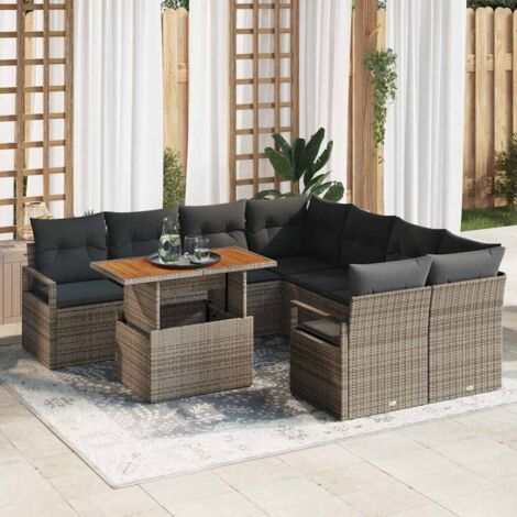 Conjunto de sofás de jardín 9 uds. 8-Número de plazas vidaXL (1/5)