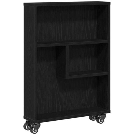 Carrito de Almacenamiento Estrecho Roble negro 48 x 13 x 68 cm vidaXL