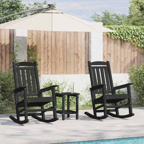 Mecedora 2 pcs Negro 92 x 70 x 108 cm Polietileno vidaXL (1/5)