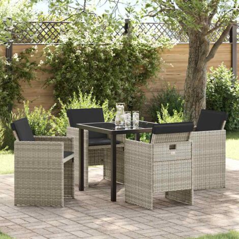 Conjunto de Comedor de Jardín 5 pcs Gris Claro ratán sintético vidaXL (1/5)