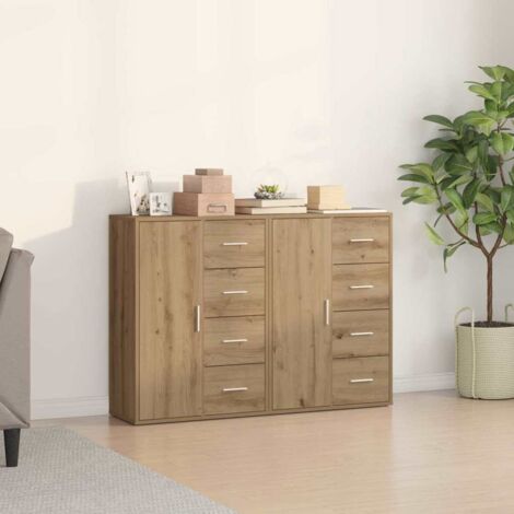 Aparador con cajón 2 pcs Roble artesanal 60 x 31 x 84 cm vidaXL (1/5)