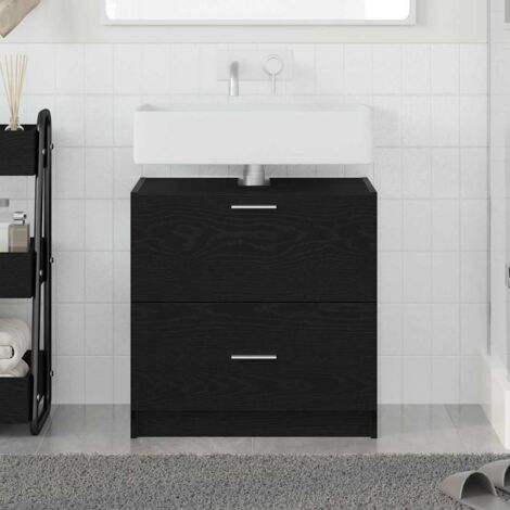 Cabinet de Lavabo con cajón Roble Negro 59 x 37 x 59 cm vidaXL