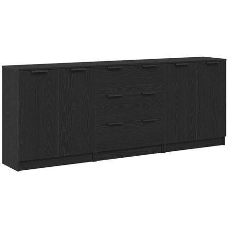 Aparador Roble Negro 180 x 30 x 70 cm Madera contrachapada vidaXL