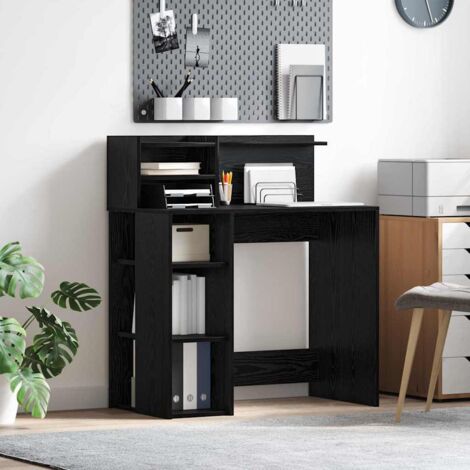 Escritorio con Almacenamiento Roble Negro 90 x 48 x 101.5 cm vidaXL