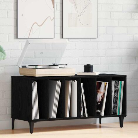 Mueble para discos de vinilo Roble Negro 100 x 38 x 48 cm vidaXL (1/5)
